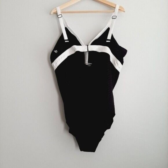 KRISTA - NWOT One Piece Swimsuit Colorblock B&W Sz 24 W D - Picture 7 of 12